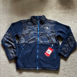 The North Face Youth Navy and Camouflage Fleece Jacket